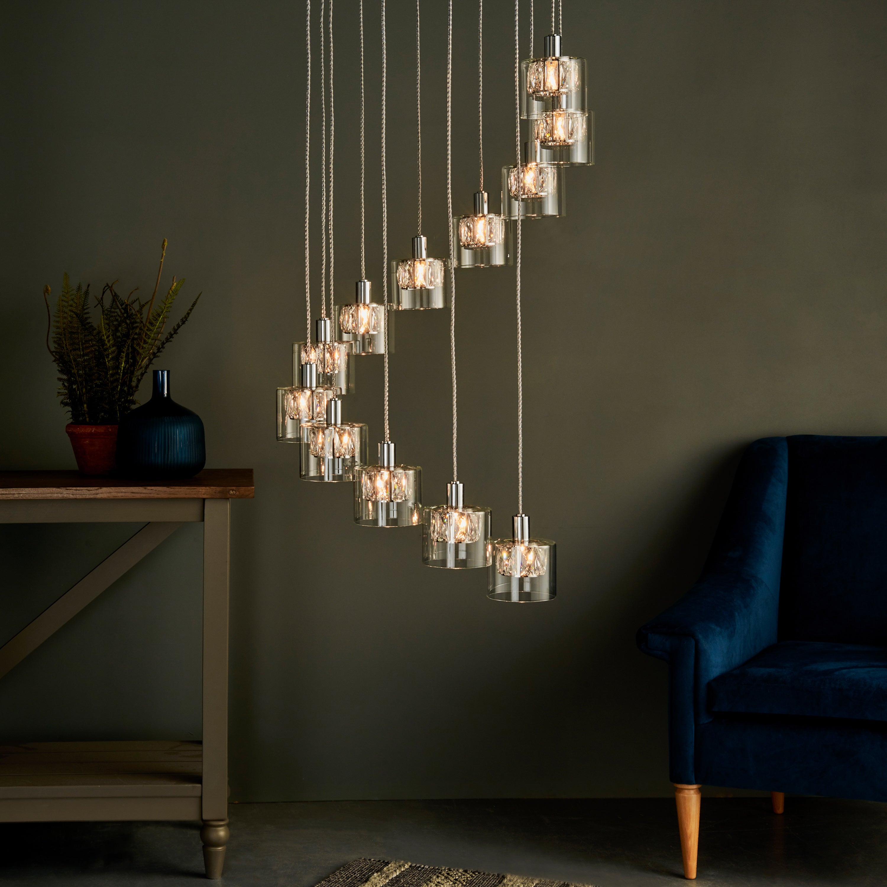 Bostani Cascading Crystal Droplets Pendant Light